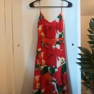Red floral summer dress